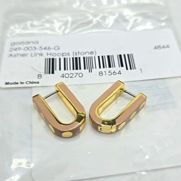 CLEARANCE Gorjana Gold Asher Link Hoops Earrings in Stone - Picture 3 of 3